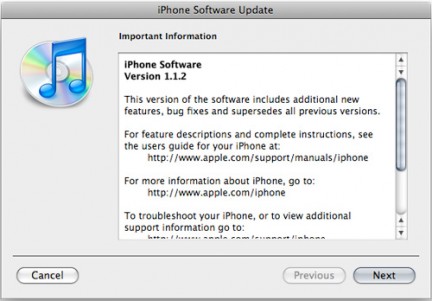 Arriva il firmware 1.1.2, per iPhone e iPod touch