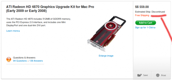 Apple non commercializzarà più la ATI Radeon HD 4870