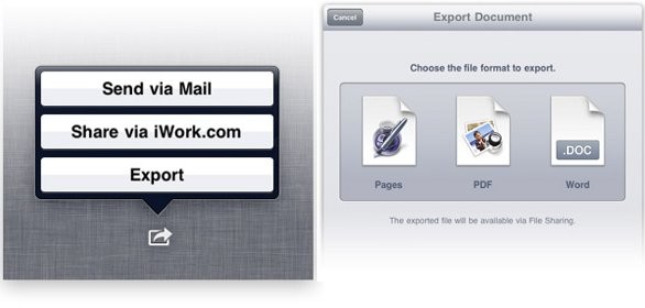 Esportare in formato Word con Pages per iPad