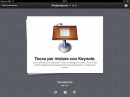 La schermata di benvenuto con Keynote. Le tre applicazioni accologono l'utente con istruzioni impaginate con l'applicazione stessa.